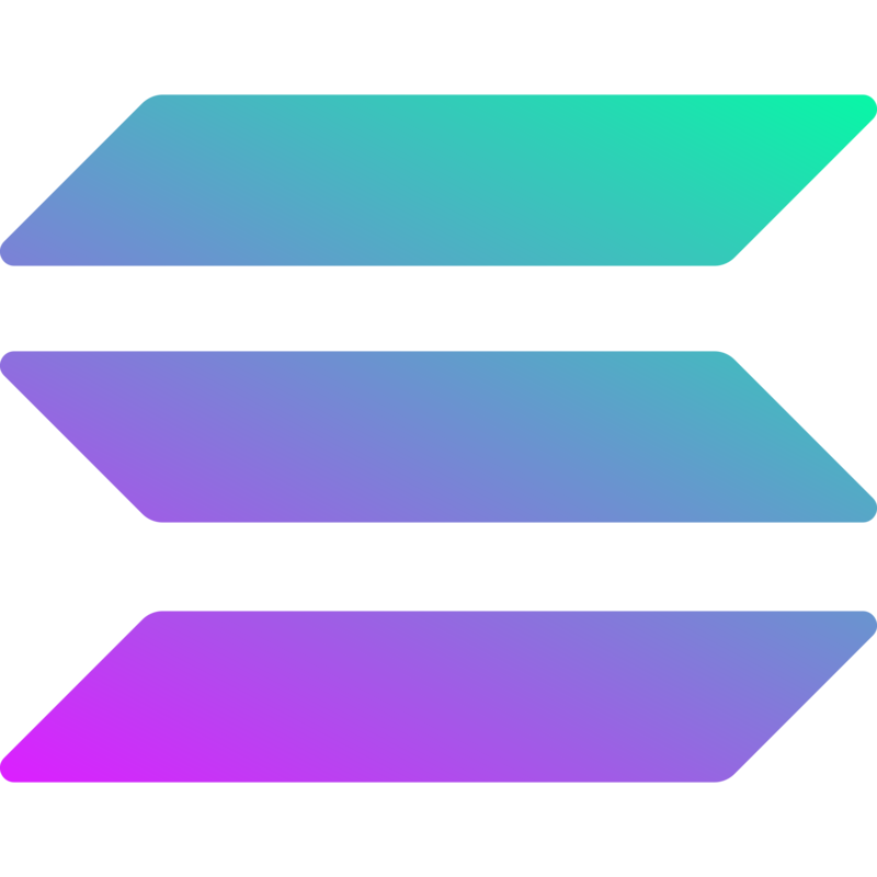 The Solana logo, three angled parallel bars in a purple to green gradient